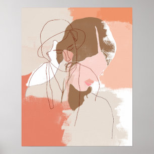 Gemaltes Konturn-Frau-Porträt Poster