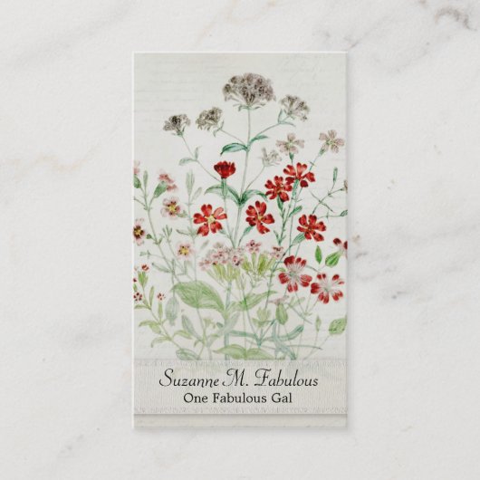 Gemaltes Pechnelken-Blumen-Blumenstrauß-Vintages Visitenkarte (Vorderseite)