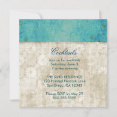 Gemaltes Pfau-Meerblaues u. weißes Vintages Einladung (Rückseite)