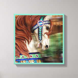 Gemaltes Pferd Fröhlich-gehen-runde 6 in einer Leinwanddruck