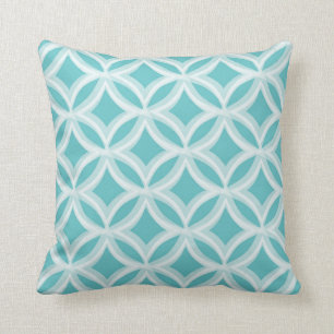 Gemaltes Quatrefoil Muster-Aqua blau Kissen