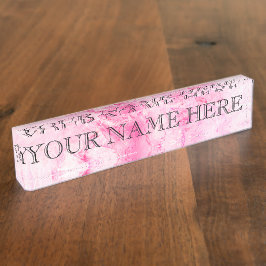 Gemaltes Rosen-Fraktal-Namensschild Namensplakette