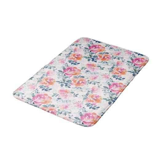 Gemaltes Rosen-Muster Badematte (Schrägansicht)