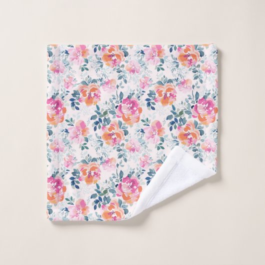 Gemaltes Rosen-Muster Badhandtuch Set (Waschlappen)