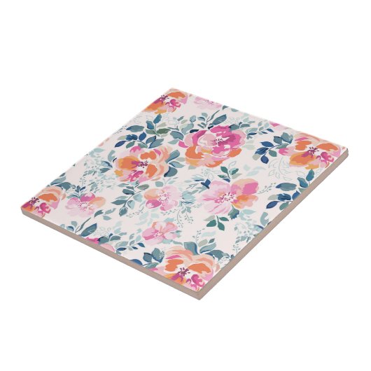 Gemaltes Rosen-Muster Fliese (Seite)