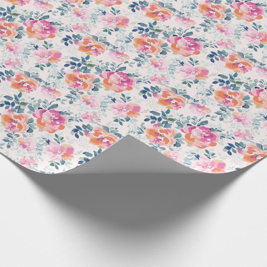 Gemaltes Rosen-Muster Geschenkpapier (Ecke)