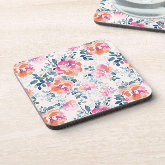 Gemaltes Rosen-Muster Getränkeuntersetzer (Linke Seite)