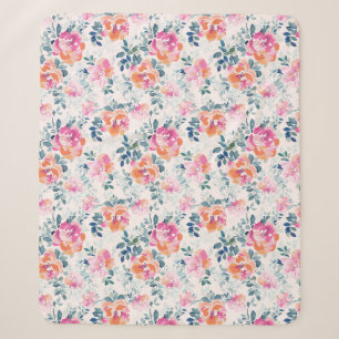 Gemaltes Rosen-Muster Sherpadecke