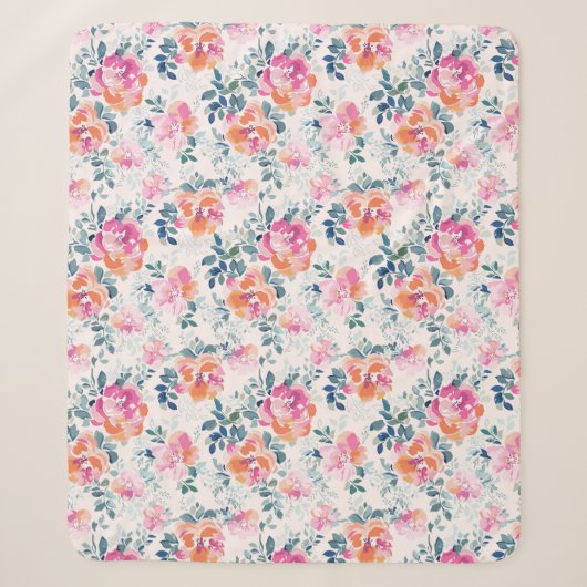 Gemaltes Rosen-Muster Sherpadecke (Vorderseite)