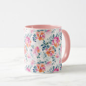 Gemaltes Rosen-Muster Tasse (VorderseiteRechts)