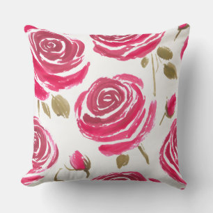 gemaltes rotes Rosenmuster Kissen