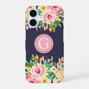 Gemaltes Wasserfarben-Blumenmonogramm Iphone 16 Hü Hülle