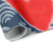 GEMALTETES ROTES HERZ AUF BLAUEM HINTERGRUNDGESCHE GESCHENKPAPIER (Rolleneckpunkt)