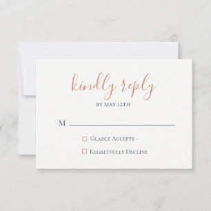 Gemarmorte kupferne Marine-Blau-Hochzeit UAWG RSVP Karte