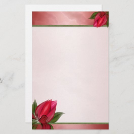 Gemarmorte rosarote Blüte Briefpapier (Vorne/Hinten)