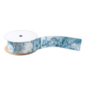 Gemarmorter abstrakter Entwurf | blau und weiß Satinband (Spule)