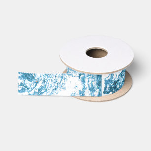 Gemarmorter abstrakter Entwurf blau und weiß Satinband