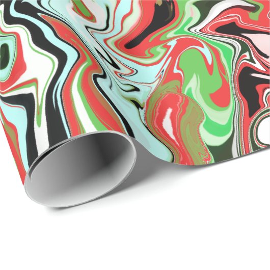 Gemarmorter roter grüner weißer Wirbel der Geschenkpapier (Rolleneckpunkt)