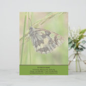 Gemarmorter weißer Schmetterling auf Gras Briefbogen (Stehend Vorderseite)