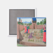 Gemauerter Garten mit Frauengärtnern Magnet (Vorderseite/Rückseite)