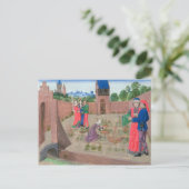 Gemauerter Garten mit Frauengärtnern Postkarte (Stehend Vorderseite)