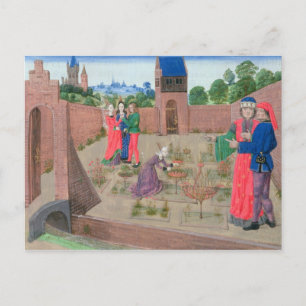 Gemauerter Garten mit Frauengärtnern Postkarte