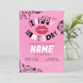 Gemein Girls Pink Happy Geburtstagseinladung Einladung (Stehend Vorderseite)