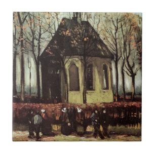 Gemeinde in der Kirche, Nuenen von Vincent van Gog Fliese
