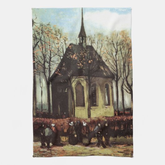 Gemeinde in der Kirche, Nuenen von Vincent van Gog Geschirrtuch (Vertikal)