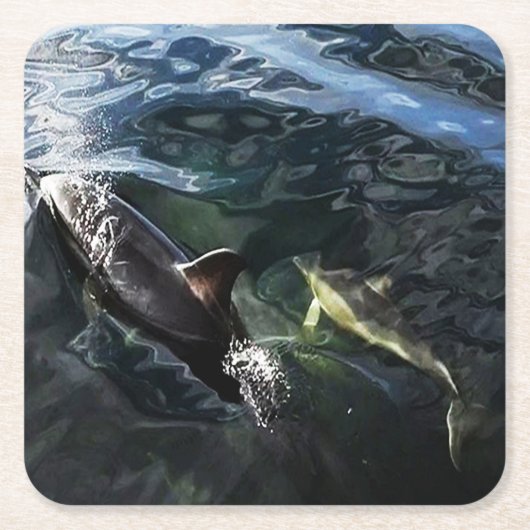 Gemeine Dolphin Mum und Baby-Untersetzer Rechteckiger Pappuntersetzer (Vorderseite)