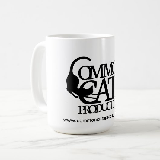 Gemeine Katzen-volles Logo-Schwarzes Kaffeetasse (Vorderseite Links)