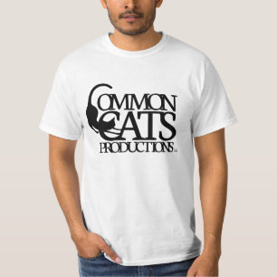 Gemeine Katzen-volles Logo-Schwarzes T-Shirt