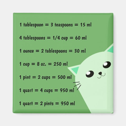 Gemeine Küchenmessungen Magnet (Vorne)