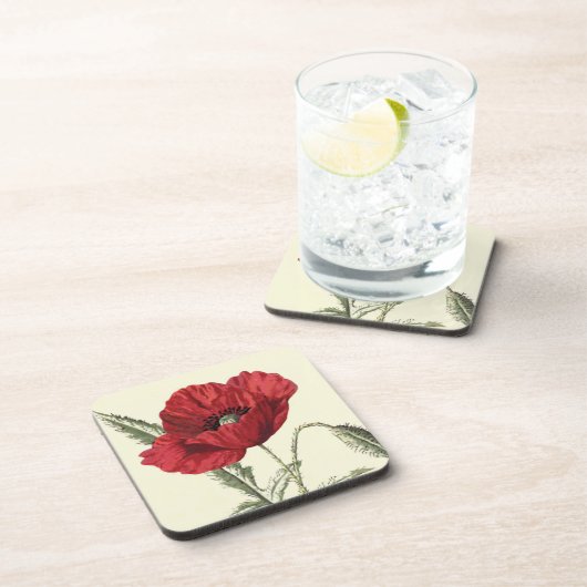 "Gemeine Mohnblumen-" botanische Illustration Getränkeuntersetzer (Rechte Seite)