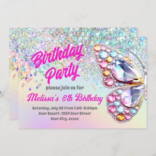 Gemeine Schmetterling Geburtstagsfeier Einladung (Vorne/Hinten)