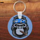 Gemeiner Biker Gorilla Papa rauchen Zigarrenart Schlüsselanhänger (Rückseite)