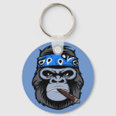 Gemeiner Biker Gorilla Papa rauchen Zigarrenart Schlüsselanhänger (Rückseite)