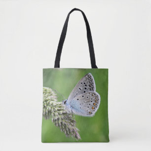 Gemeiner Blauer Schmetterling auf Gras Tasche