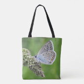 Gemeiner Blauer Schmetterling auf Gras Tasche (Rückseite)