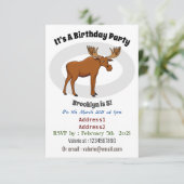 Gemeiner Elch-Cartoon Einladung (Stehend Vorderseite)