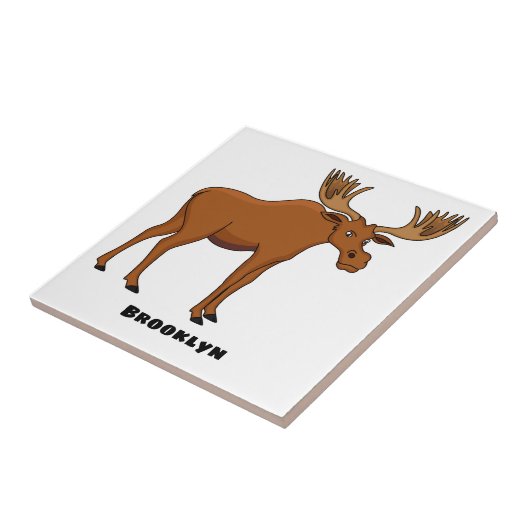 Gemeiner Elch-Cartoon Fliese (Seite)