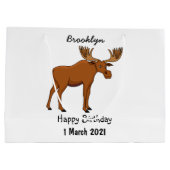 Gemeiner Elch-Cartoon Große Geschenktüte (Rückseite)