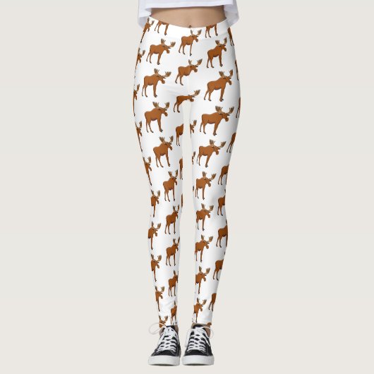 Gemeiner Elch-Cartoon Leggings (Vorderseite)