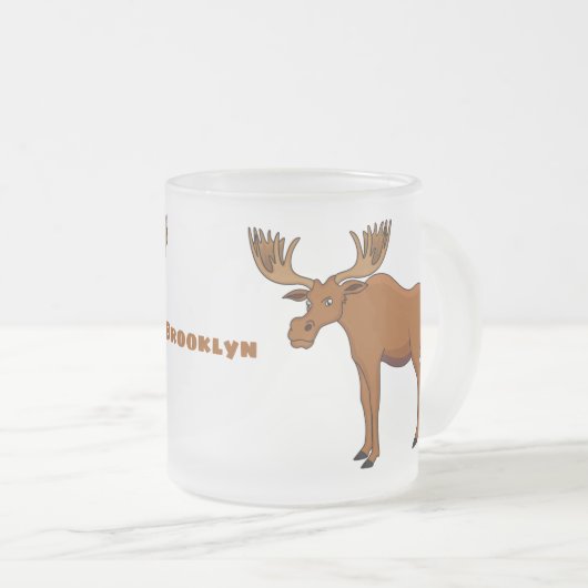 Gemeiner Elch-Cartoon Mattglastasse (VorderseiteRechts)