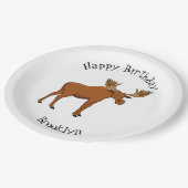 Gemeiner Elch-Cartoon Pappteller (Schrägansicht)