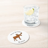 Gemeiner Elch-Cartoon Runder Pappuntersetzer (Vor Ort)