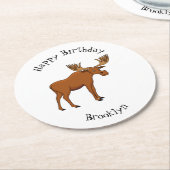 Gemeiner Elch-Cartoon Runder Pappuntersetzer (Angewinkelt)