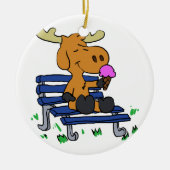 Gemeiner Elch isst Eis | Farbe wählen Keramik Ornament (Vorne)