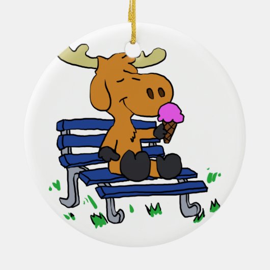 Gemeiner Elch isst Eis | Farbe wählen Keramik Ornament (Hinten)