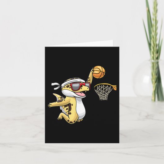 Gemeiner Leopard Gecko Playing Bysketbyll Reptile Karte (Vorderseite)